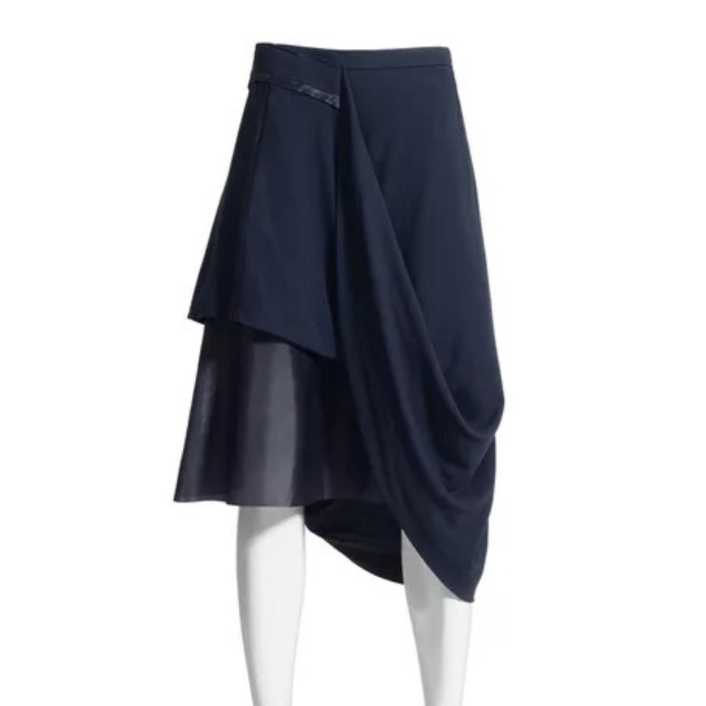 Margiela x H&M Navy Blue Asymmetrical Midi Skirt